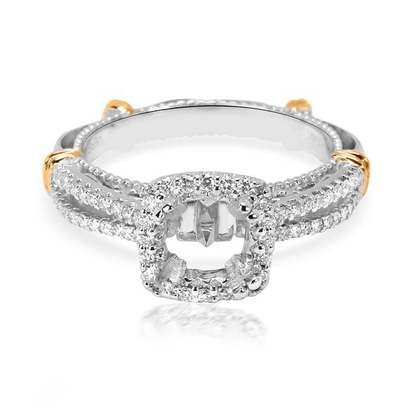 Verragio Diamond Engagement Ring Setting for a Cushion Center in 18K White Gold - Picture 1 of 4